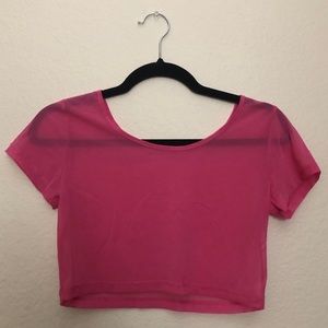 Mesh Pink Short Sleeve Crop Top